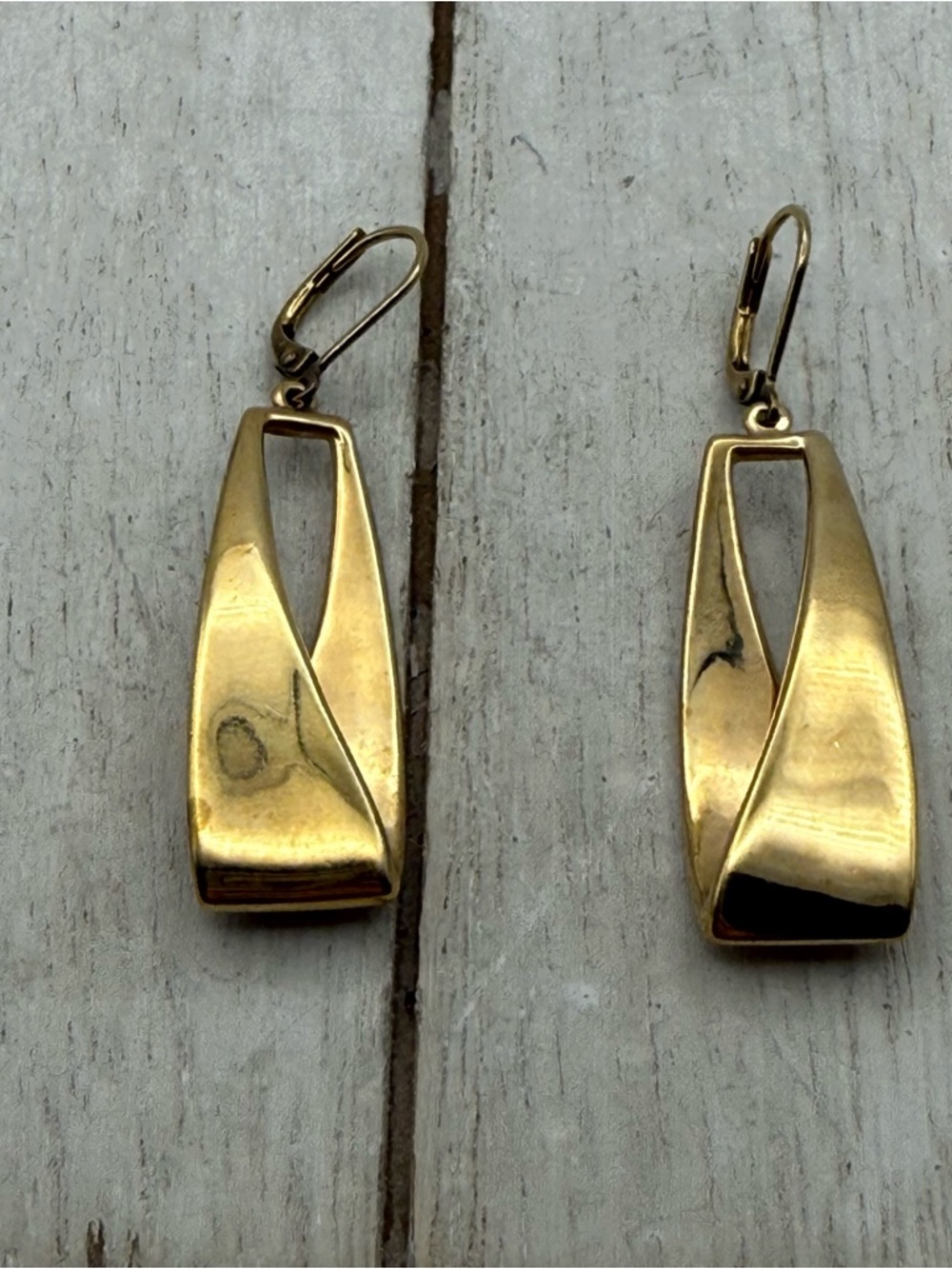 Deadstock Anne Klein Gold-Tone Sculptural Drop Earrings - Elegant Women Jewelry
